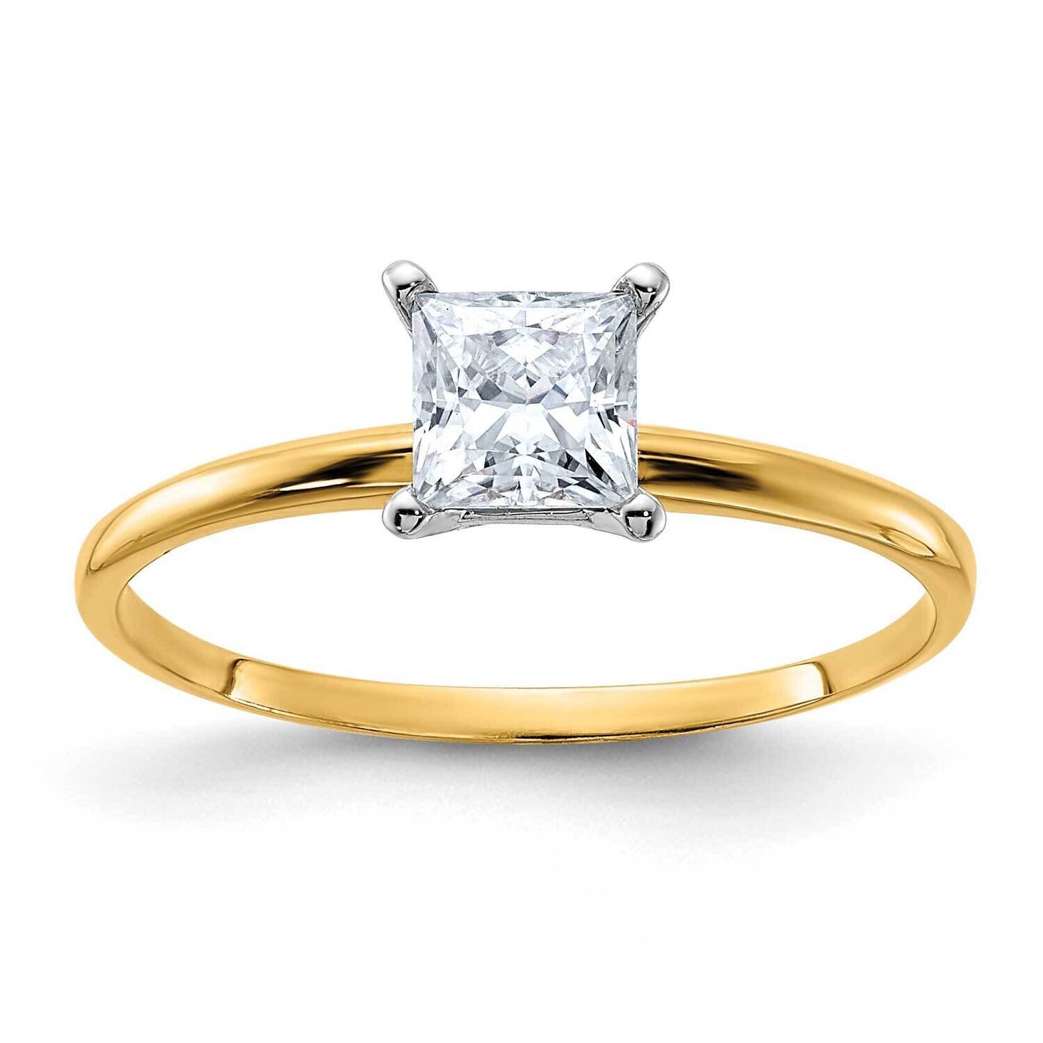 5/8ct. D E F Pure Light Princess Moissanite Solitaire Ring 14k Gold YGSH13P-9MP, MPN: YGSH13P-9MP, …