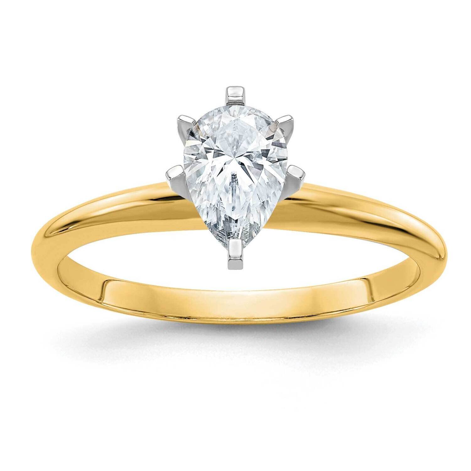 7/8ct. D E F Pure Light Pear Moissanite Solitaire Ring 14k Gold YGSH15A-12MP-5