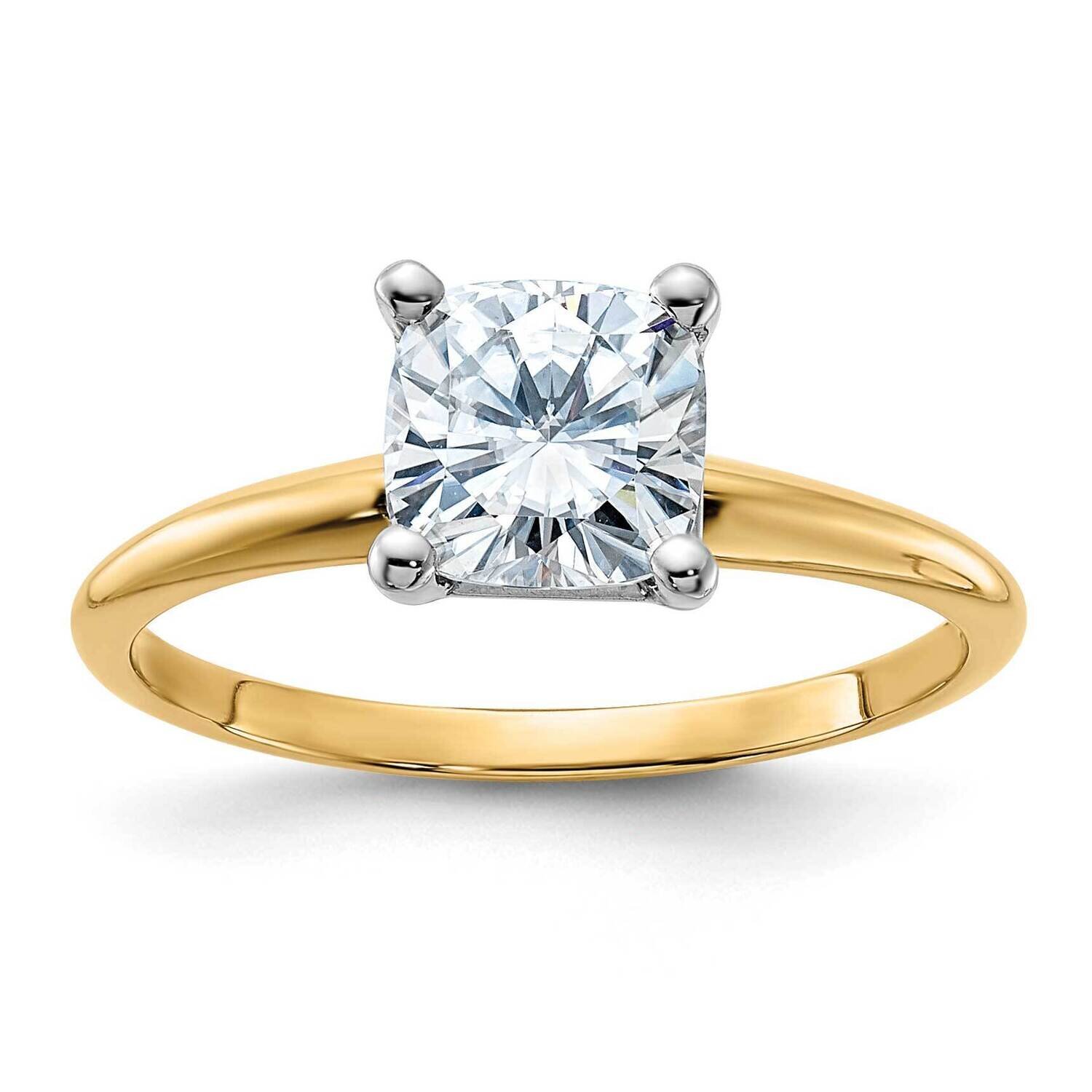 1 1/3ct. D E F Pure Light Cushion Moissanite Solitaire Ring 14k Gold YGSH15C-13MP