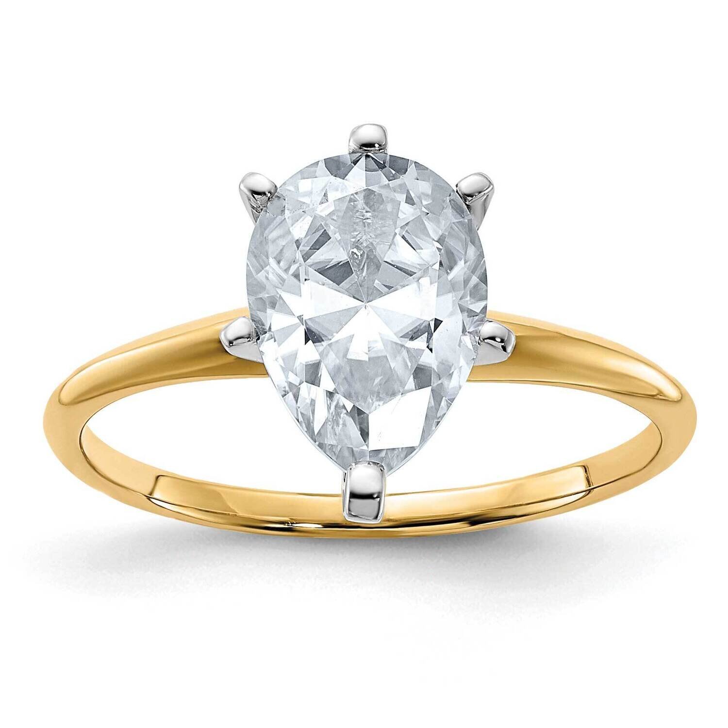 2ct. D E F Pure Light Pear Moissanite Solitaire Ring 14k Gold YGSH15A-15MP-8