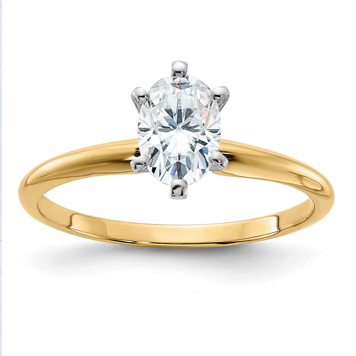 7/8ct. D E F Pure Light Oval Moissanite Solitaire Ring 14k Gold YGSH15O-12MP-6