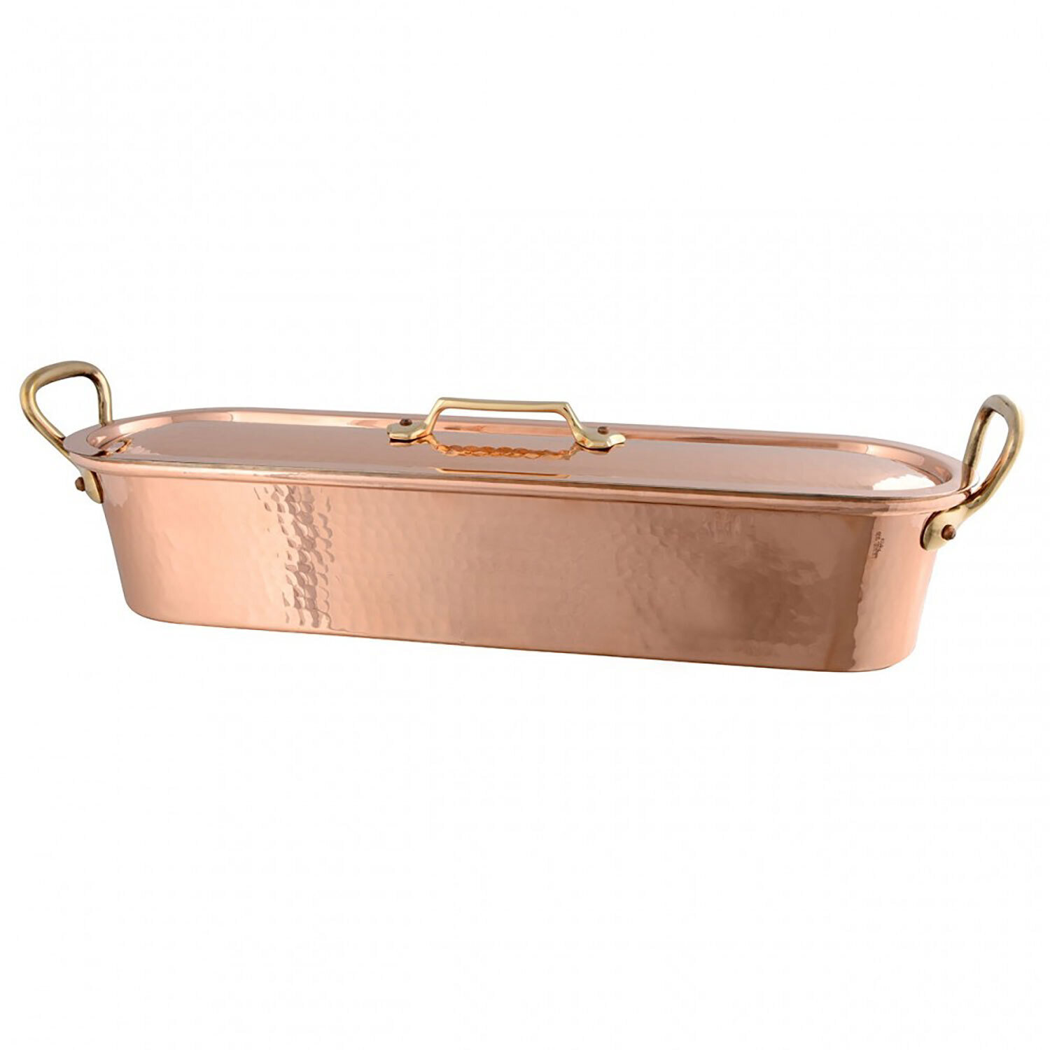 Mauviel M'Tradition Fish Kettle with Grid And Lid.Hammered Copper with Bronzehandles 45 x 11cm 216045