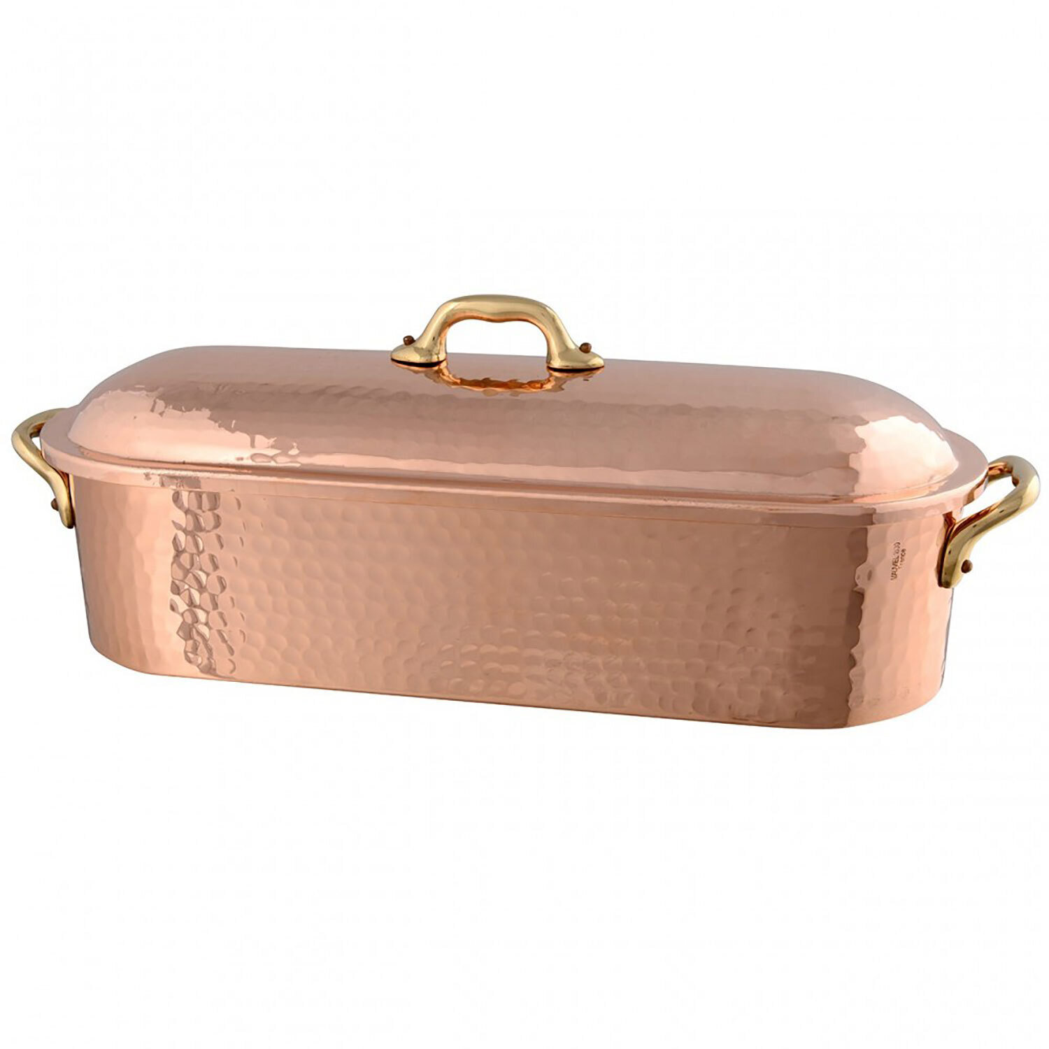 Mauviel Trut Kettlewith Grid And Lid. Hammeredcopper with Bronze Handles 218440