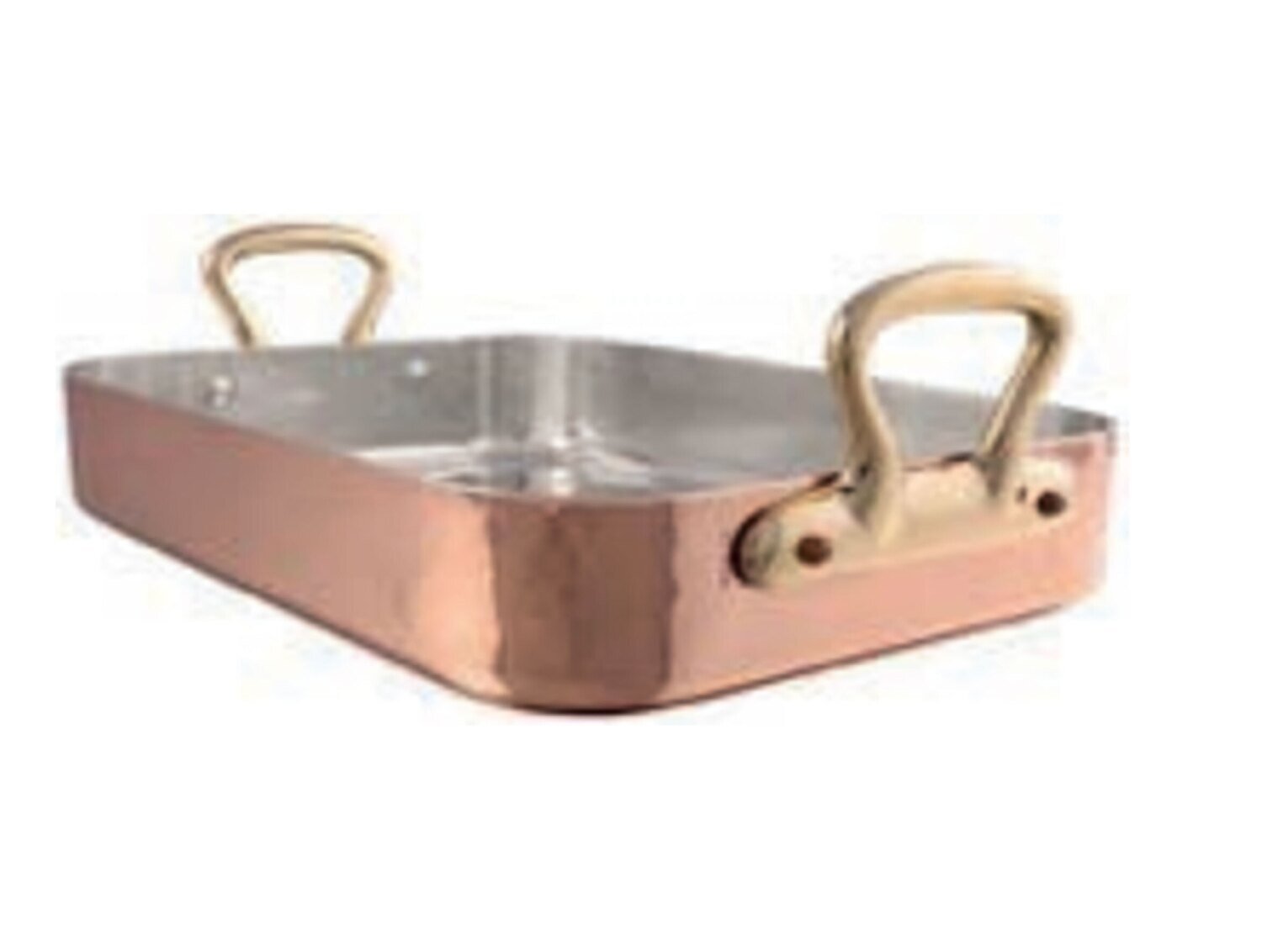 Mauviel M&#39;Tradition Hammered Copper Roastingpan with Bronze Handles Tin Inside 35 x 25cm 215535