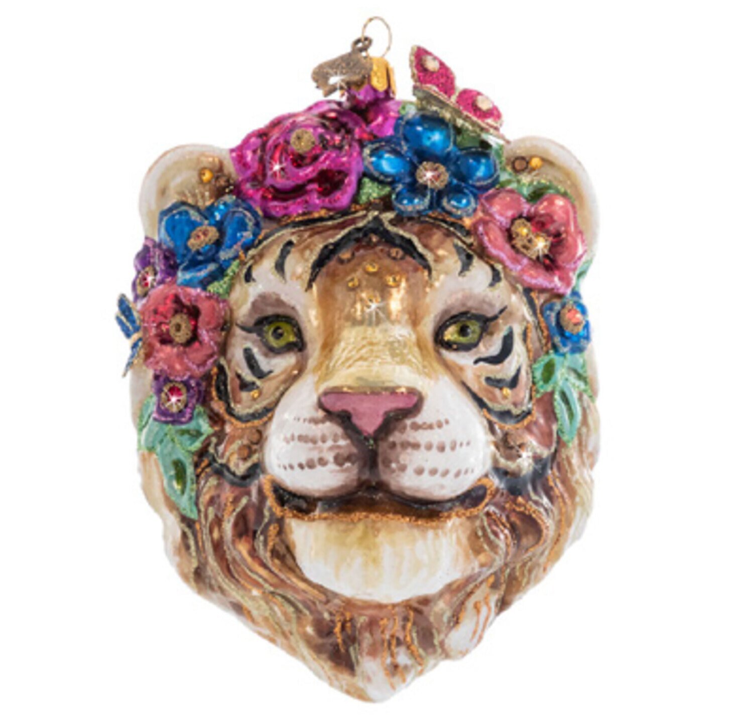 Jay Strongwater Tiger Flower Crown Ornament Jewel SDH20057-250