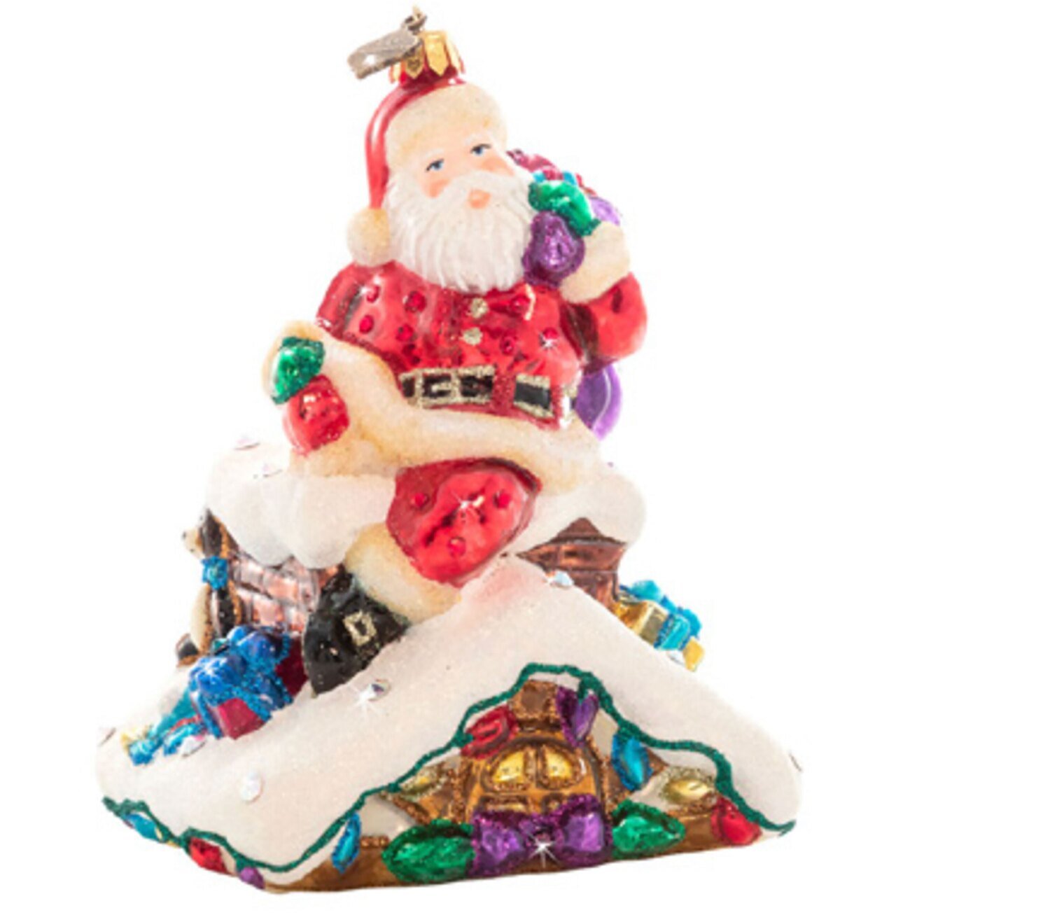 Jay Strongwater Santa On A Roof Top Ornament Jewel SDH20063-250