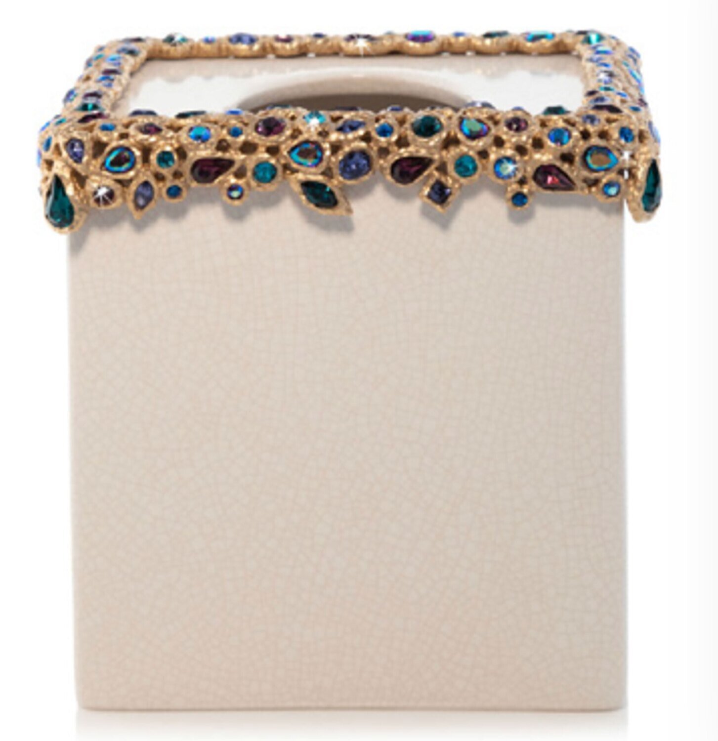 Jay Strongwater Emerson Bejeweled Tissue Box Peacock SDH8891-208