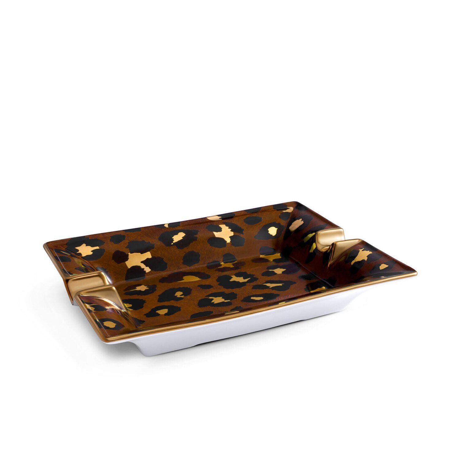 L'Objet Leopard Ashtray Brown Gold LE292
