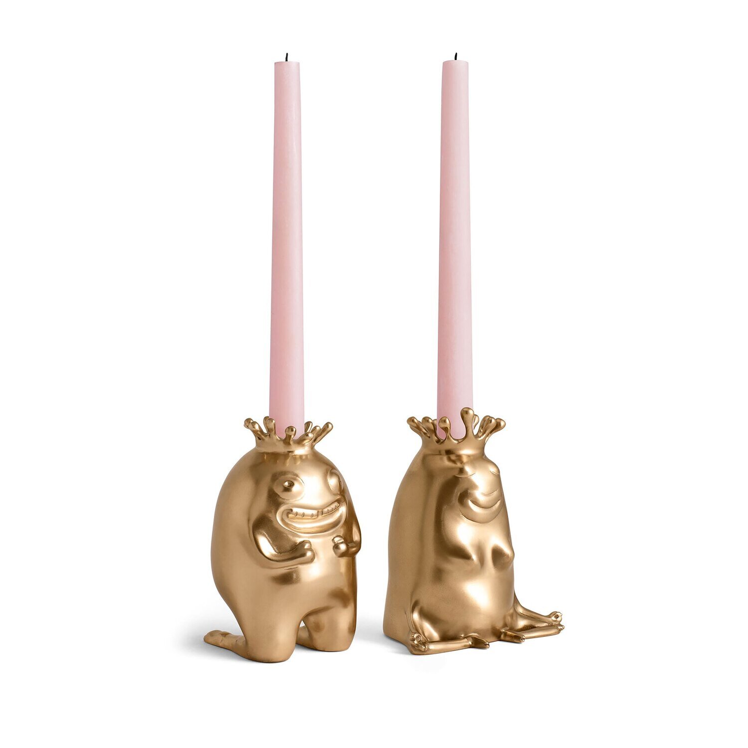 L'Objet Haas King Queen Candlesticks Set of 2 Gold HB966
