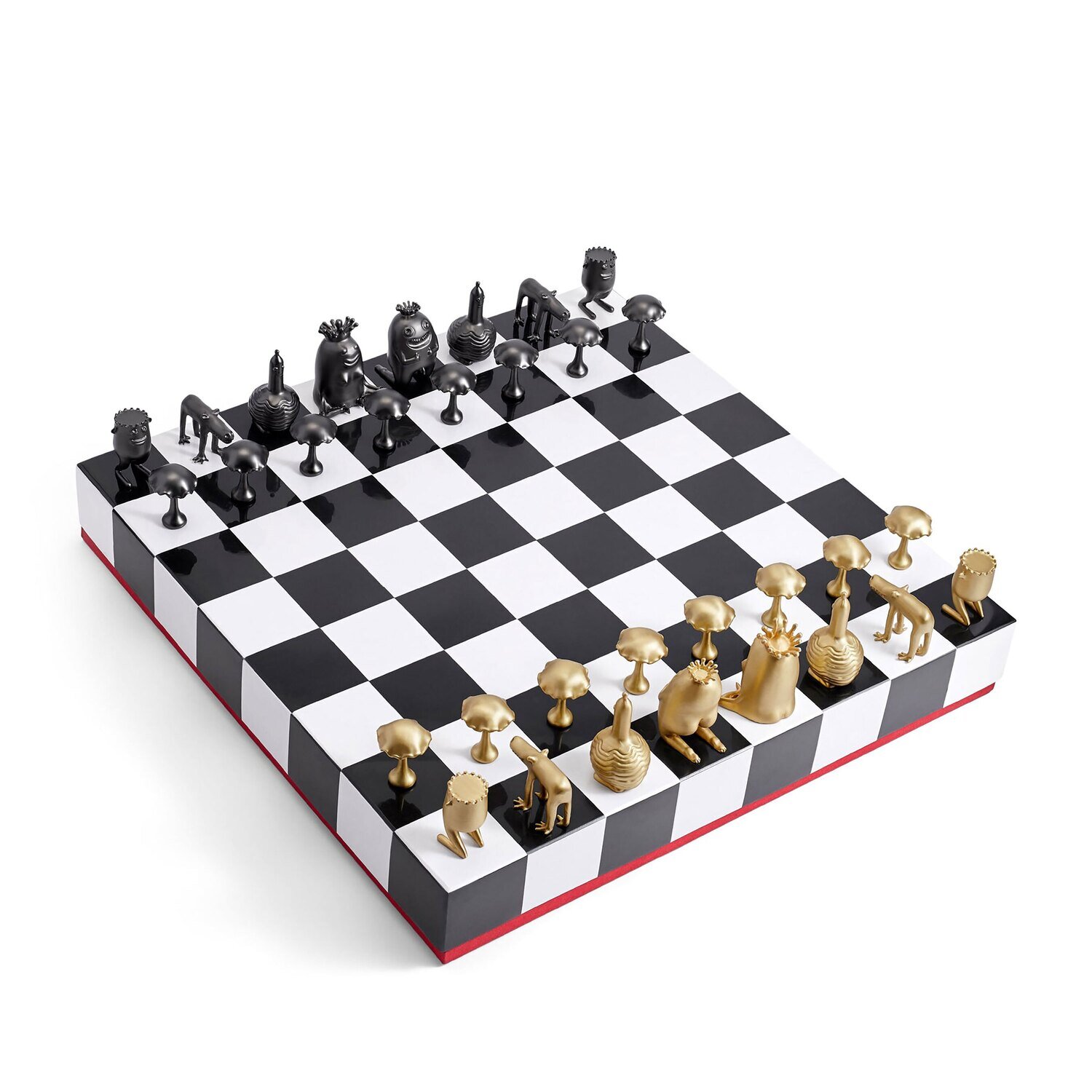 L'Objet Haas Chess Set White Gold Black Red HB960