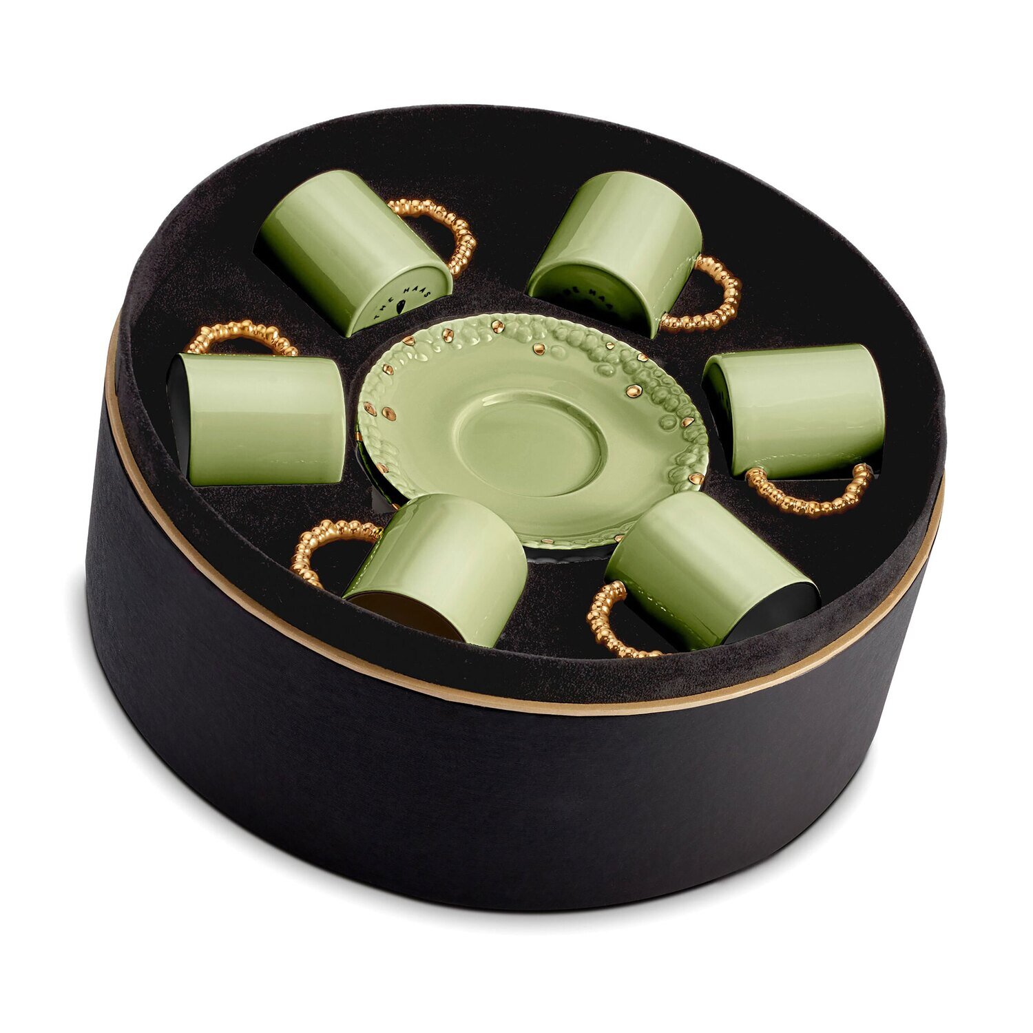 L&#39;Objet Haas Mojave Espresso Cup Saucer Set of 6 Green Gold HB6256, MPN: HB6256, 810009644545