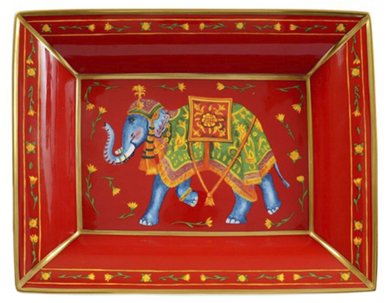 Halcyon Days Ceremonial Indian Elephant Red Trinket Tray BCCIE06TTG
