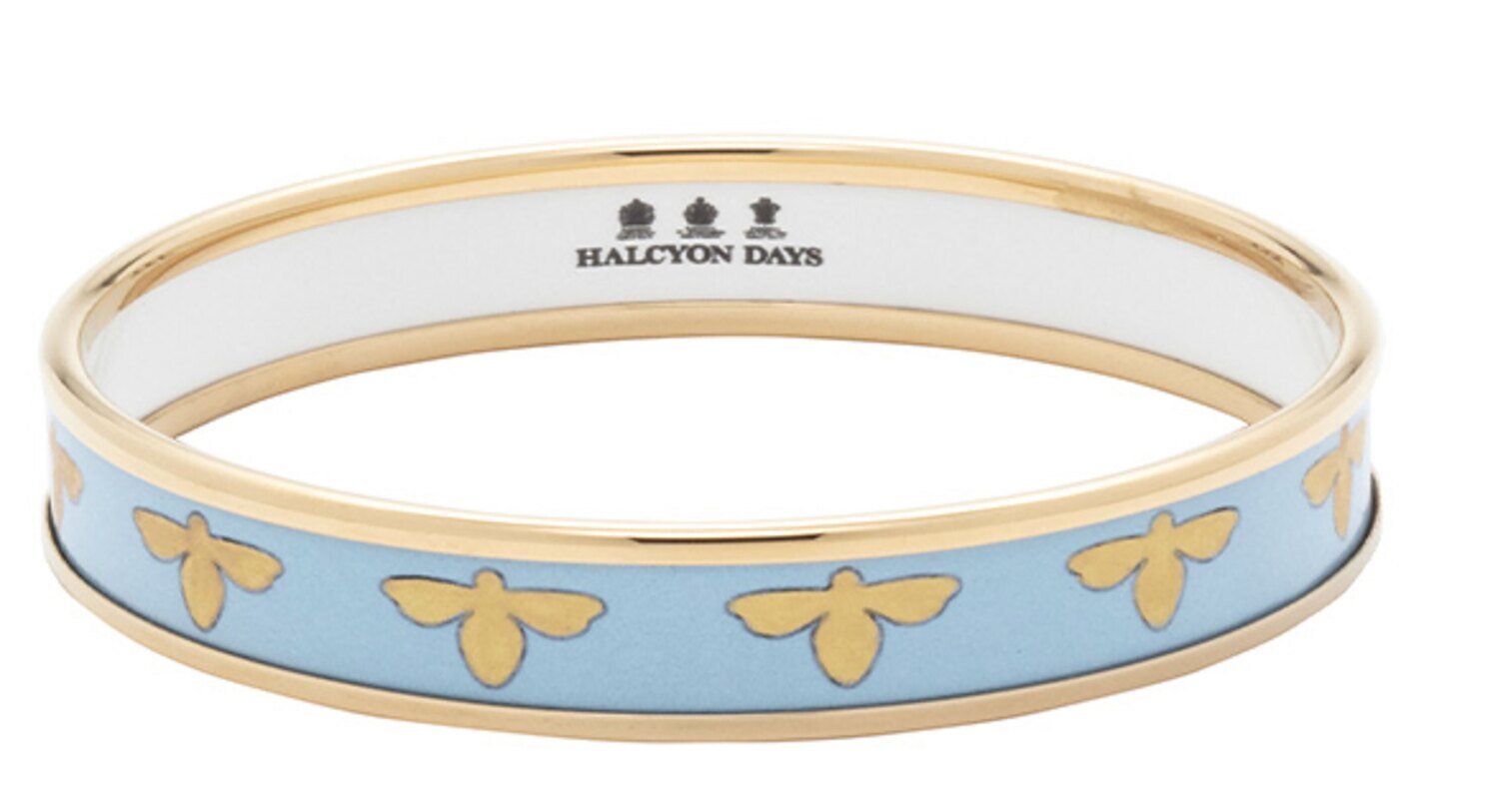 Halcyon Days 1cm Bee Forget-me-Not Gold Medium Bangle Bracelet PBBEE1210GM