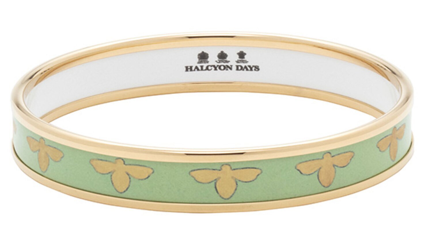 Halcyon Days 1cm Bee Meadow Gold Medium Bangle Bracelet PBBEE3910GM