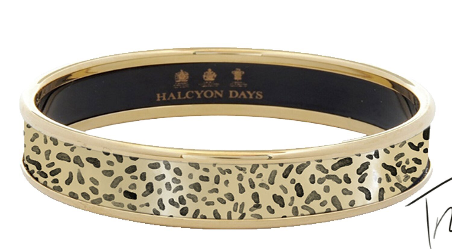 Halcyon Days 1cm Tug Rice Leopard Gold Small Bangle Bracelet PBTRA0110GS