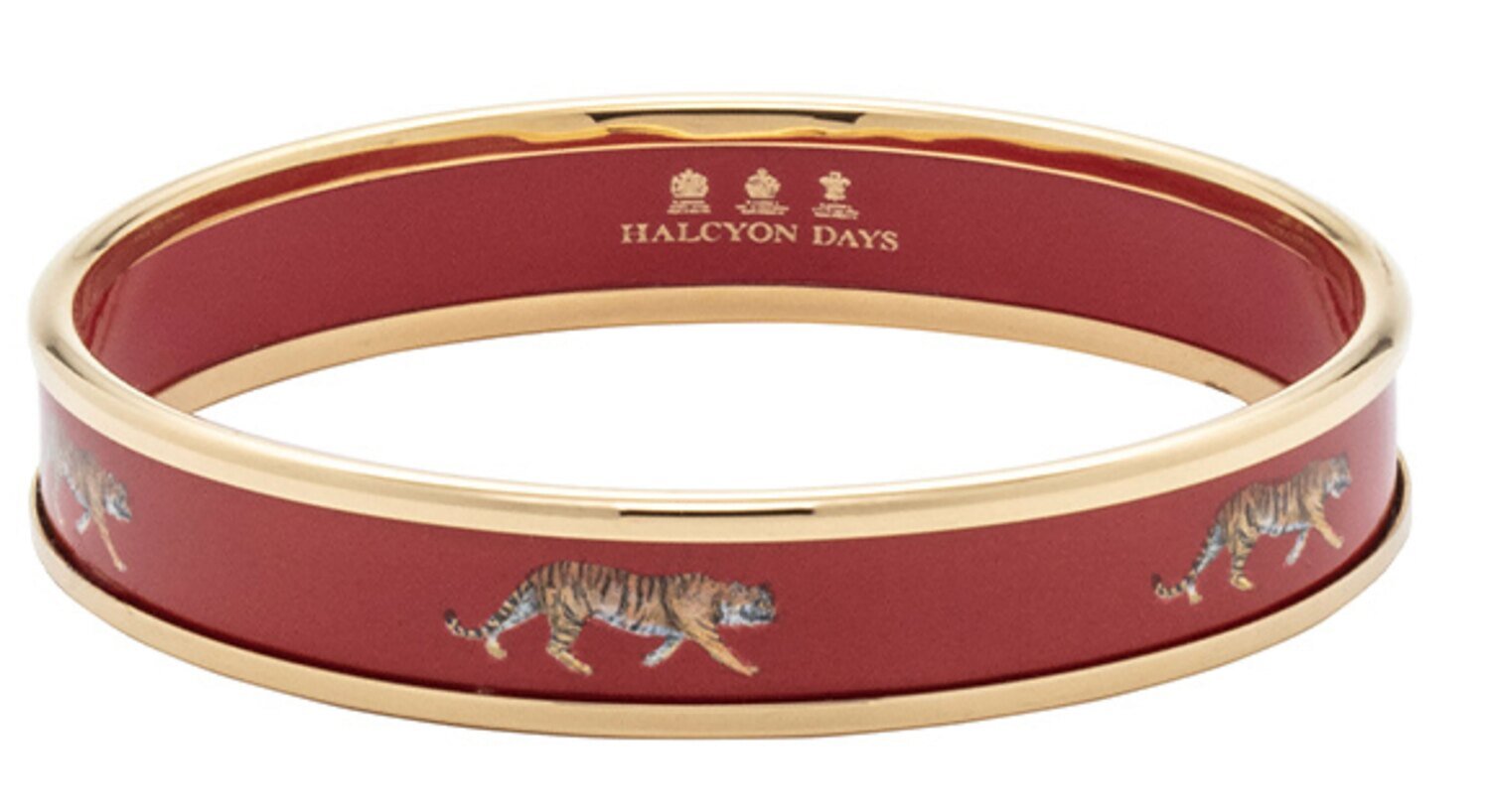 Halcyon Days 1cm Tiger Red Gold Medium Bangle Bracelet PBMWT0610GM