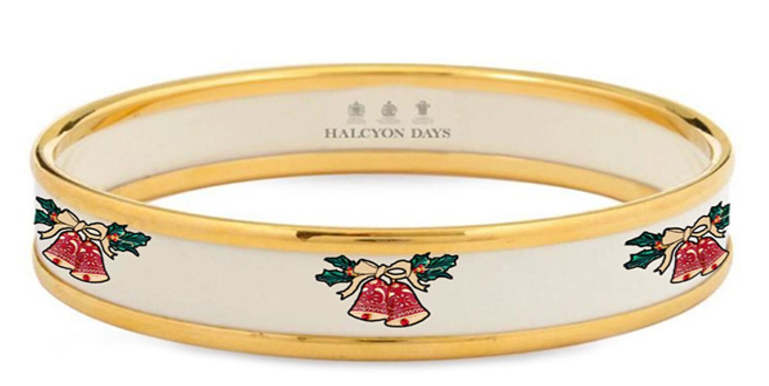 Halcyon Days 1cm Christmas Robin Navy Enamel Bangle Bracelet Small Bangle Bracelet PBROB1110GS