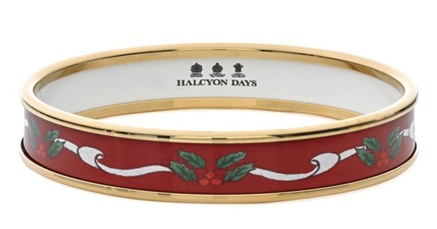 Halcyon Days 1cm Ribbon Red Gold Small Bangle Bracelet PBRIB0610GS