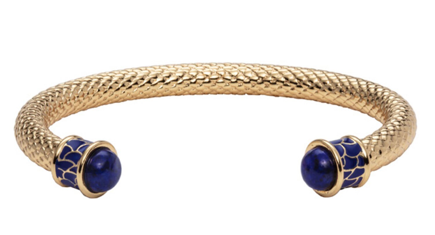 Halcyon Days Salamander Deep Cobalt Gold Torque Bangle Bracelet BRSAL18STG, MPN: BRSAL18STG,