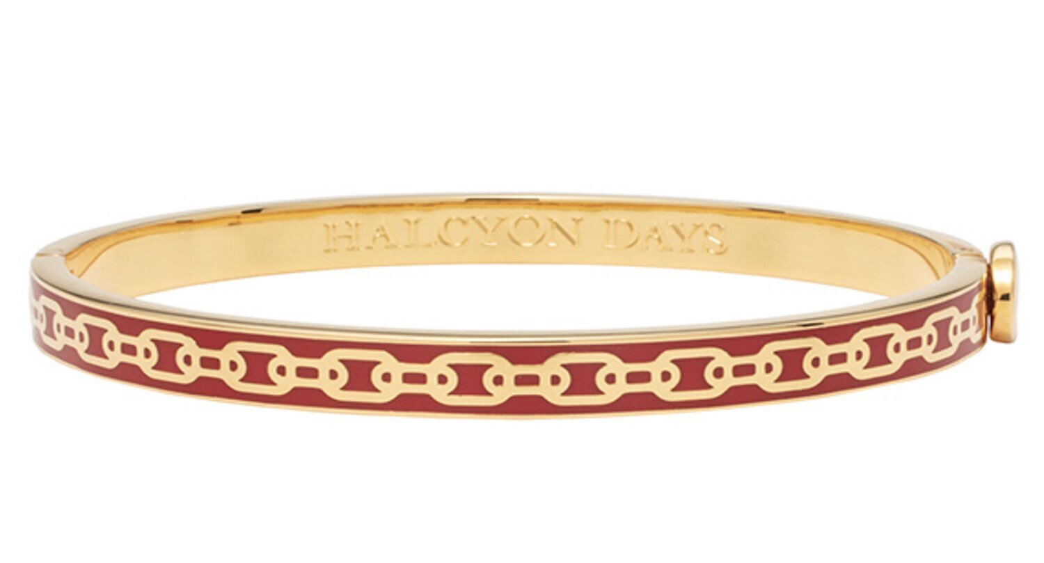Halcyon Days 6mm Chain Red Gold Hinged Bangle Bracelet HBSCH0606G