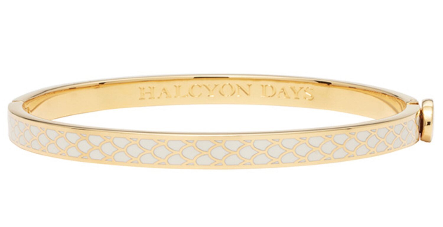 Halcyon Days 6mm Salamander Cream Gold Hinged Bangle Bracelet HBSSA0506G
