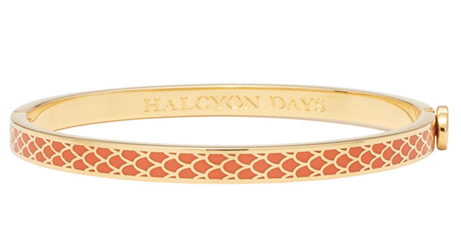 Halcyon Days 6mm Salamander Orange Gold Hinged Bangle Bracelet HBSSA0706G