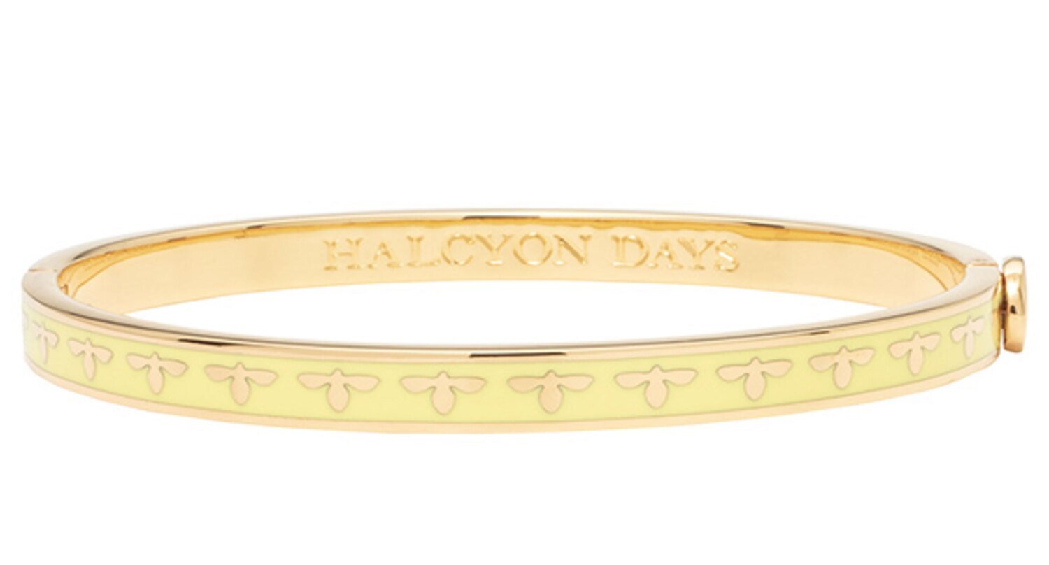 Halcyon Days 6mm Bee Buttercup Gold Hinged Bangle Bracelet HBBEE2006G