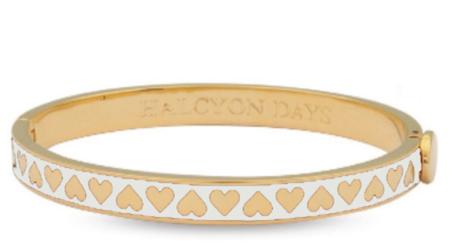 Halcyon Days 6mm Heart Cream Gold Hinged Bangle Bracelet HBSHE0506G