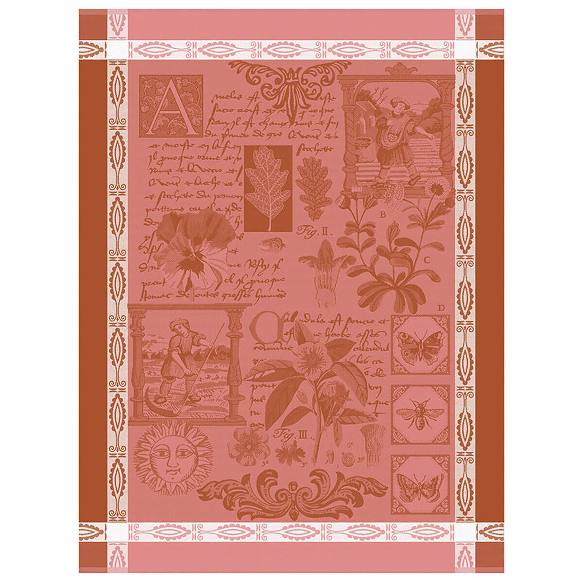 Le Jacquard Francais Tea Towel Herbier Pink 100% Cotton 24 x 31 Inch 27468 Set of 4, MPN: 27468, 36…