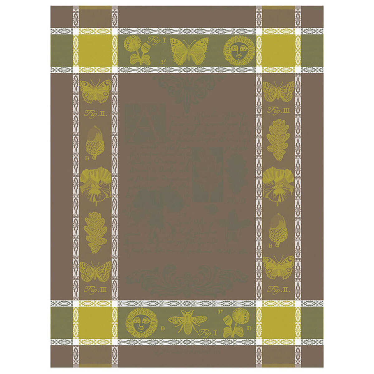 Le Jacquard Francais Tea Towel Botanique Green 100% Cotton 24 x 31 Inch 27469 Set of 4