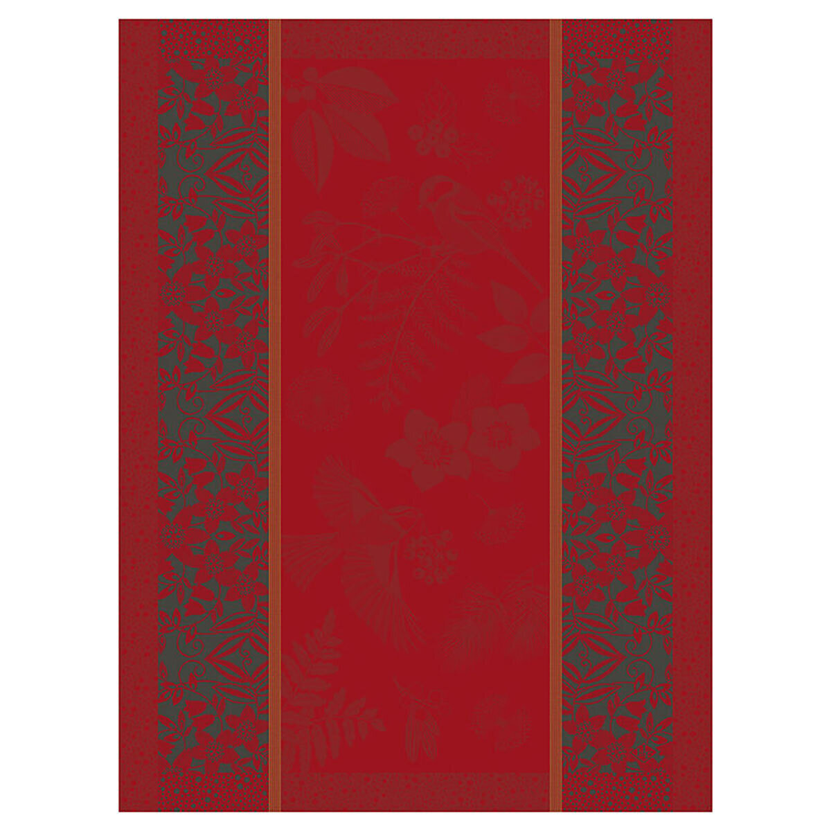 Le Jacquard Francais Tea Towel Poesie D'Hiver Red 100% Cotton 24 x 31 Inch 27733 Set of 4