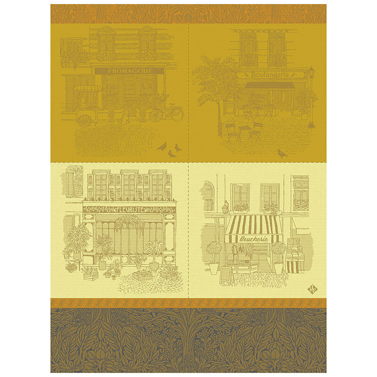 Le Jacquard Francais Tea Towel Devantures Yellow 100% Cotton 24 x 31 Inch 28150 Set of 4