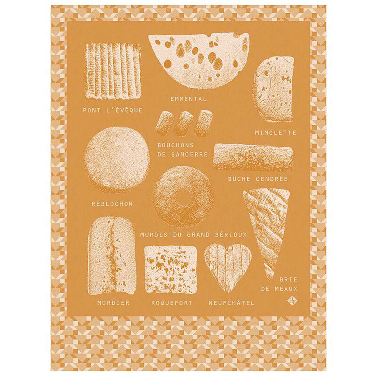 Le Jacquard Francais Tea Towel Fromages Orange 100% Cotton 24 x 31 Inch 28155 Set of 4
