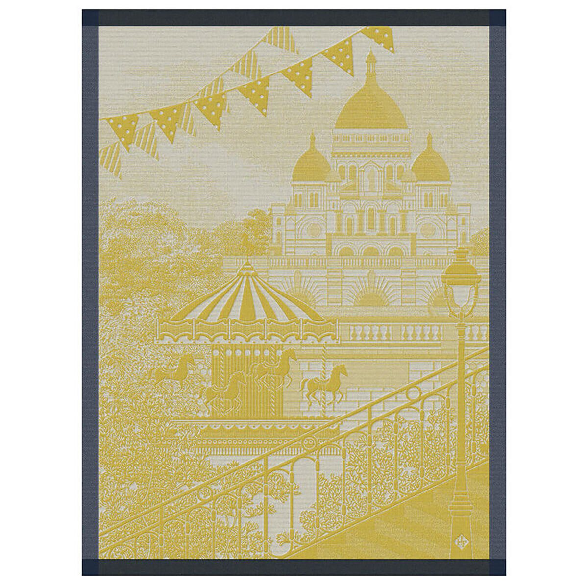 Le Jacquard Francais Teatowel Promenade Parisien Yellow 100% Cotton 24 x 31 Inch 28154 Set of 4