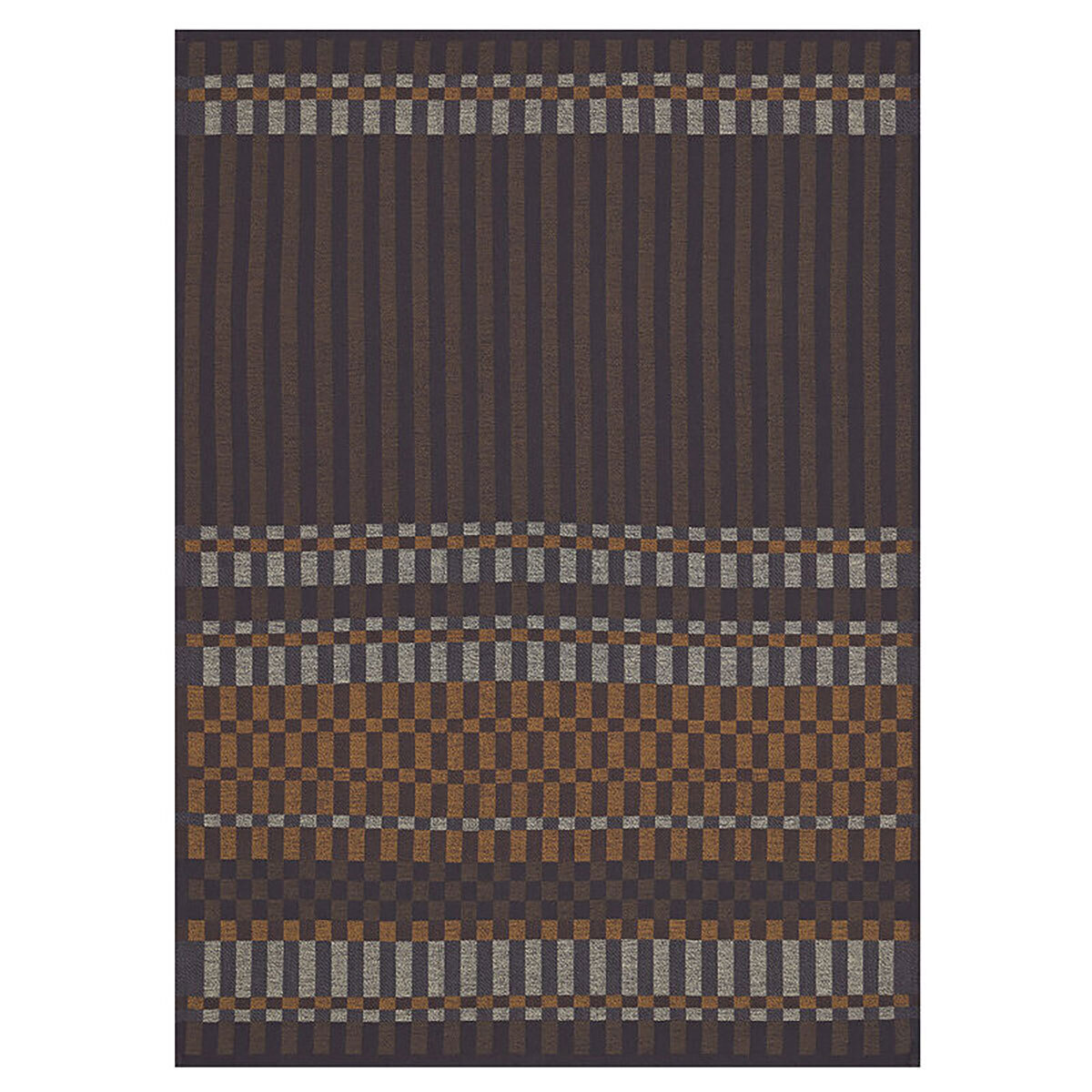 Le Jacquard Francais Tea Towel Origin Rythme Brown 100% Cotton 24 x 31 Inch 28233 Set of 4