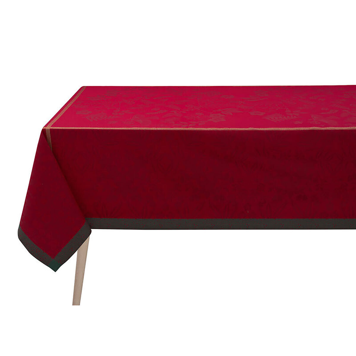 Le Jacquard Francais Tablecloth Poesie Hiver Red 99% Cotton 1% Lurex 69 x 69 Inch 27689