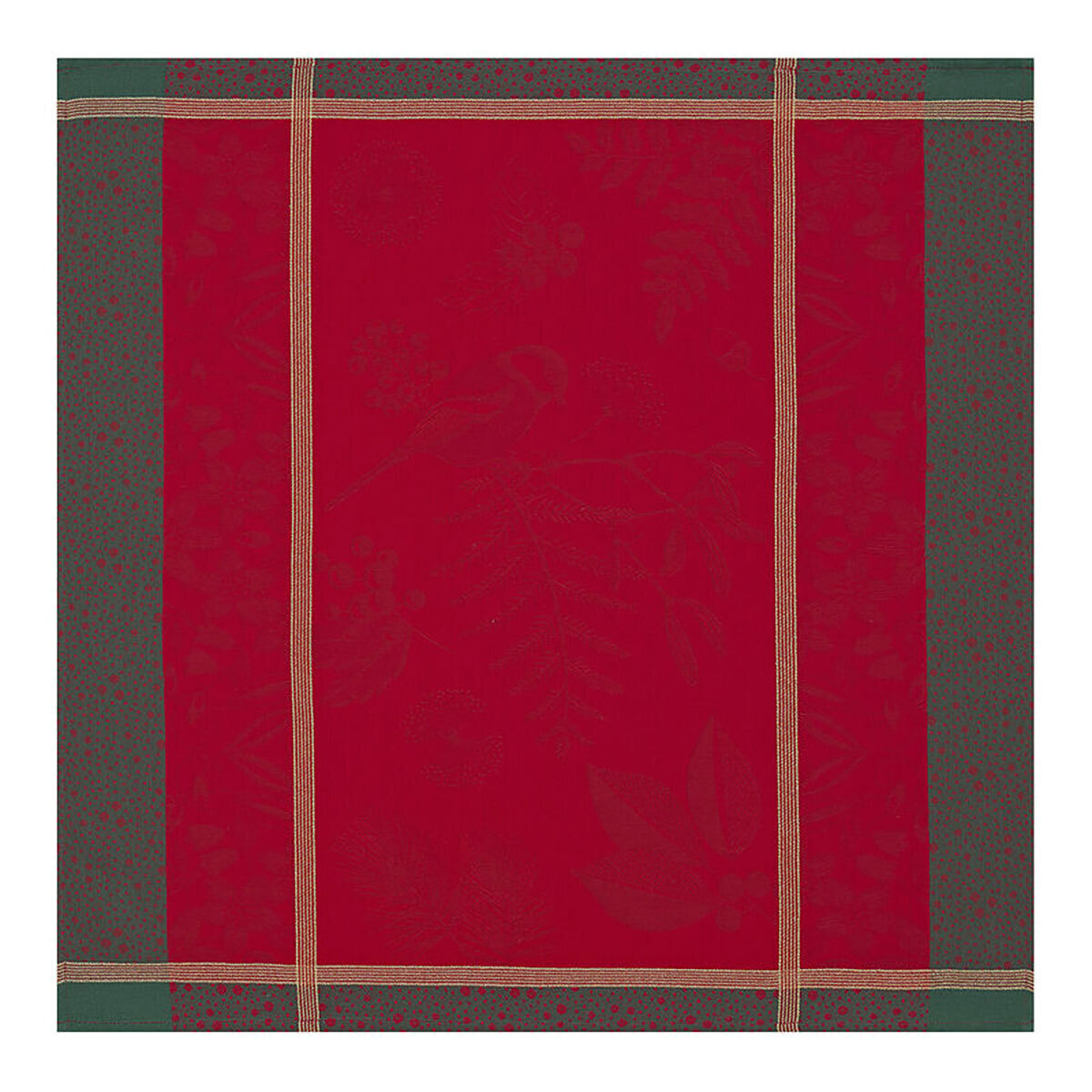Le Jacquard Francais Napkin Poesie D'Hiver Red 99% Cotton 1% Lurex 23 x 23 Inch 27724 Set of 4