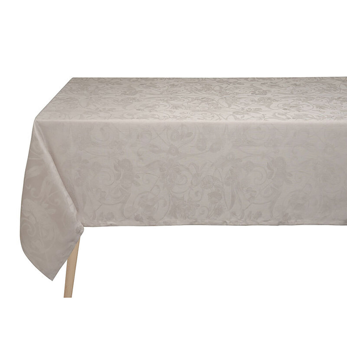 Le Jacquard Francais Tablecloth Tivoli Beige 100% Linen 69 x 69 Inch 28102