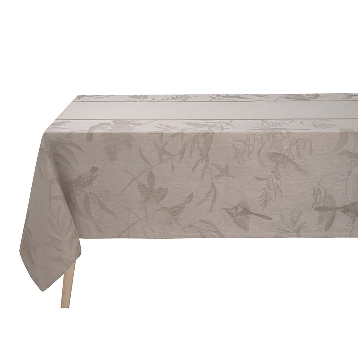 Le Jacquard Francais Tablecloth Voliere Beige 100% Linen 69 x 69 Inch 28250