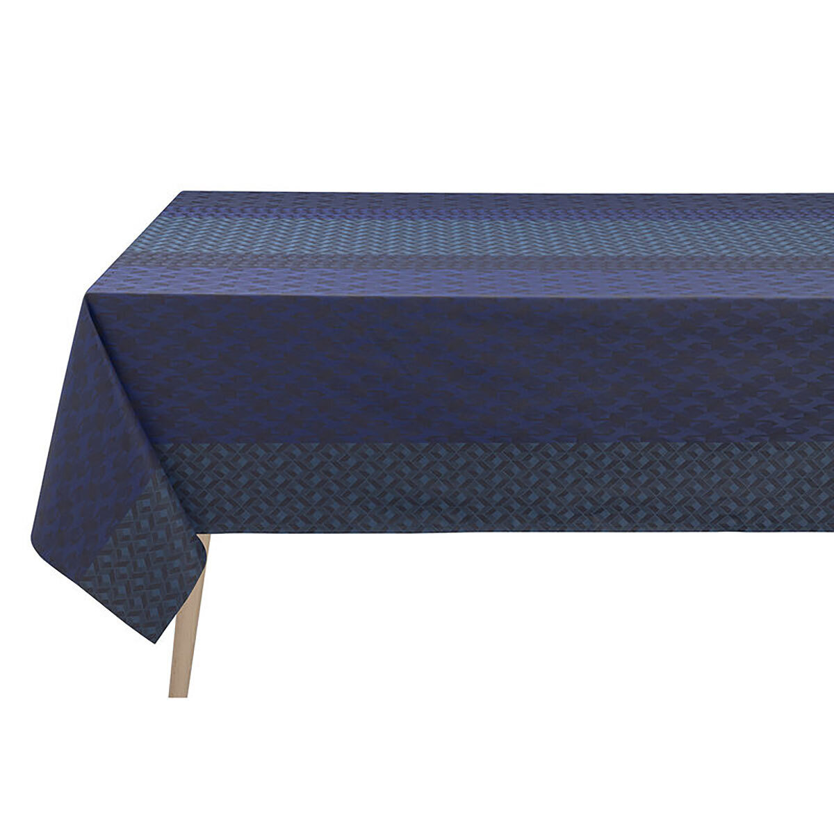 Le Jacquard Francais Tablecloth Caractere Blue 100% Coated Cotton 69 x 69 Inch 28208