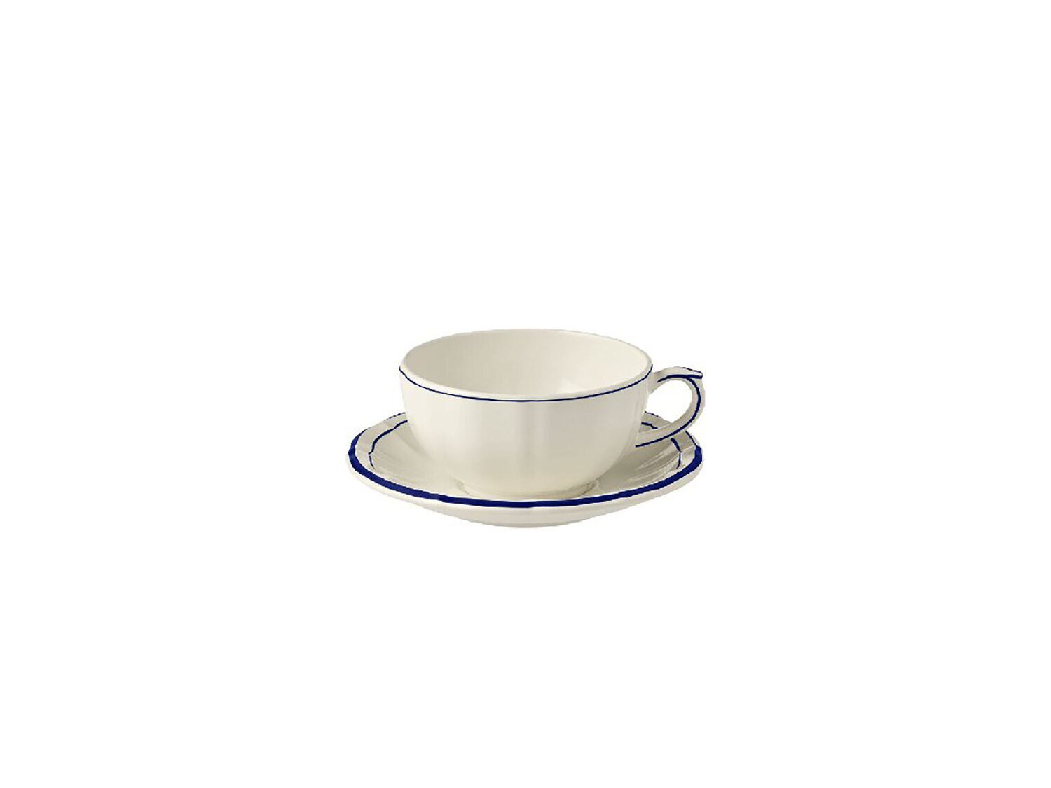 Gien Filet Cobalt Breakfast Cups &amp; Saucers Set of 2 15412PTA26