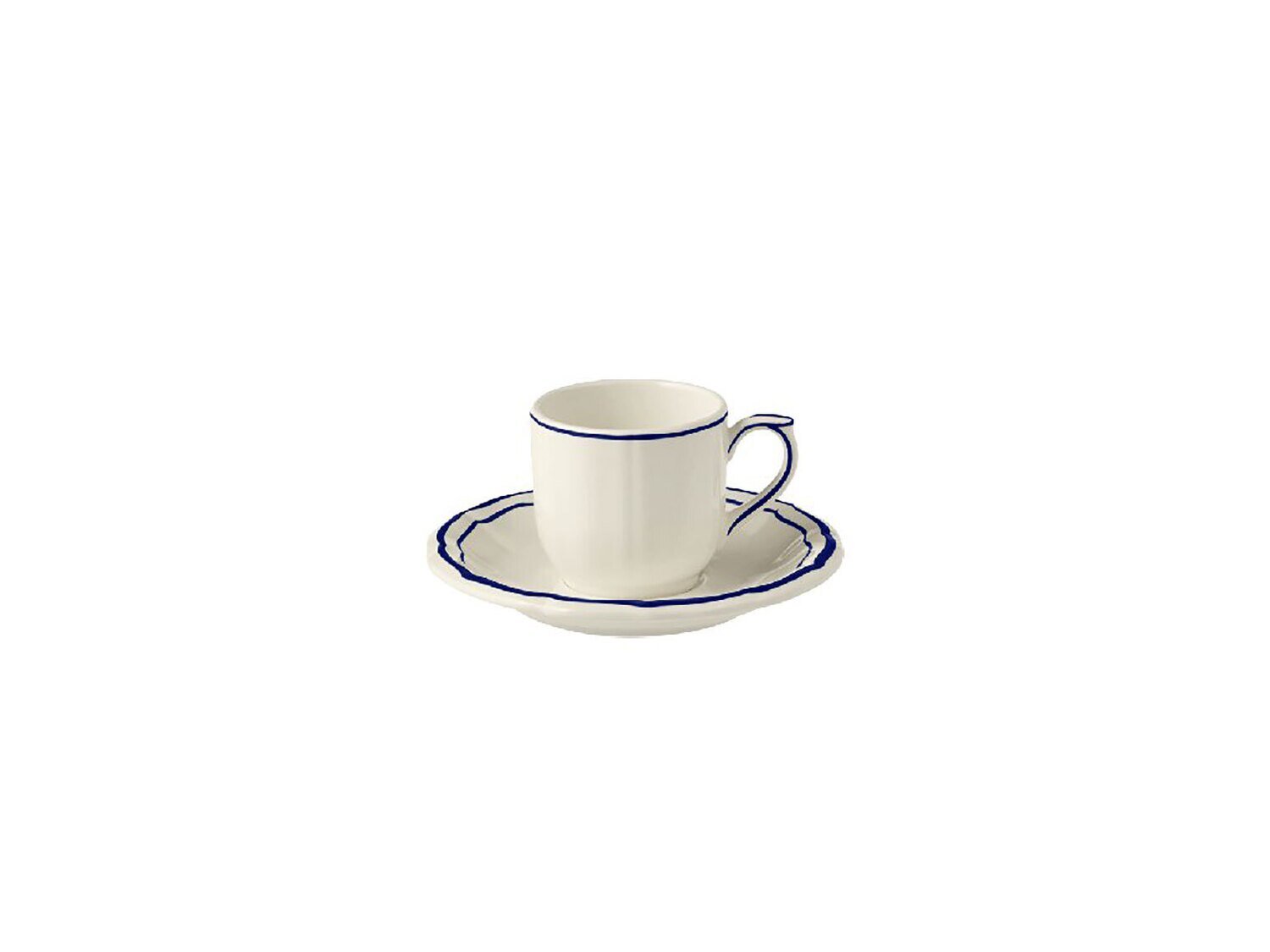 Gien Filet Cobalt Espresso Cups & Saucers Set of 2 15412PTC26