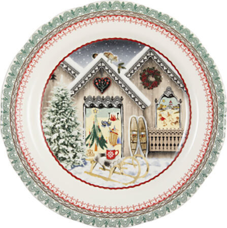 Gien Holidays Dessert Plate Chalet Christmas 2022 2000CD2248