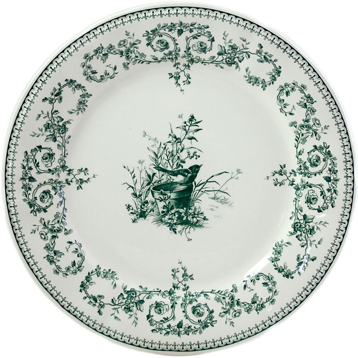 Gien Les Depareillees Green Dinner Plates Oiseau Set of 4 1841B4M326