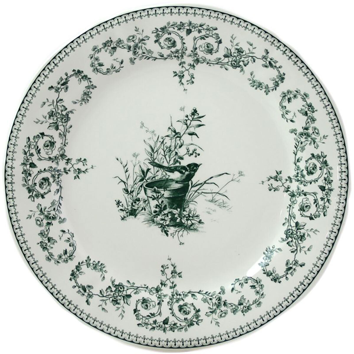 Gien Les Depareillees Green Dessert Plates Oiseau Set of 4 1841B4D326