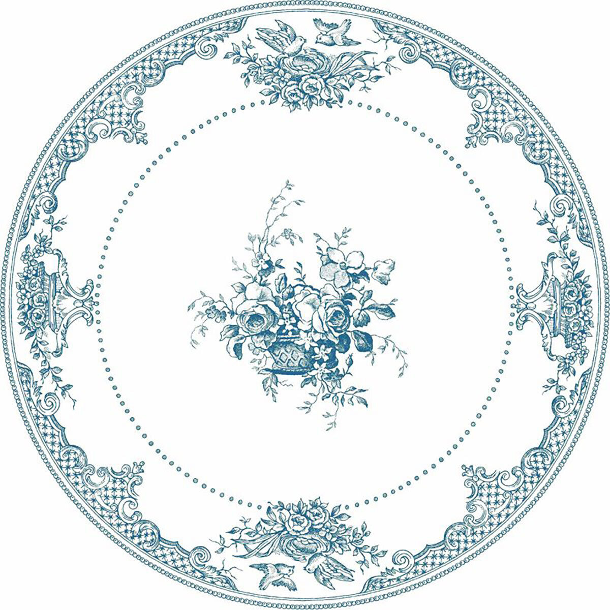 Gien Les Depareillees Blue Dinner Plates Fleurs Set of 4 1849B4M126