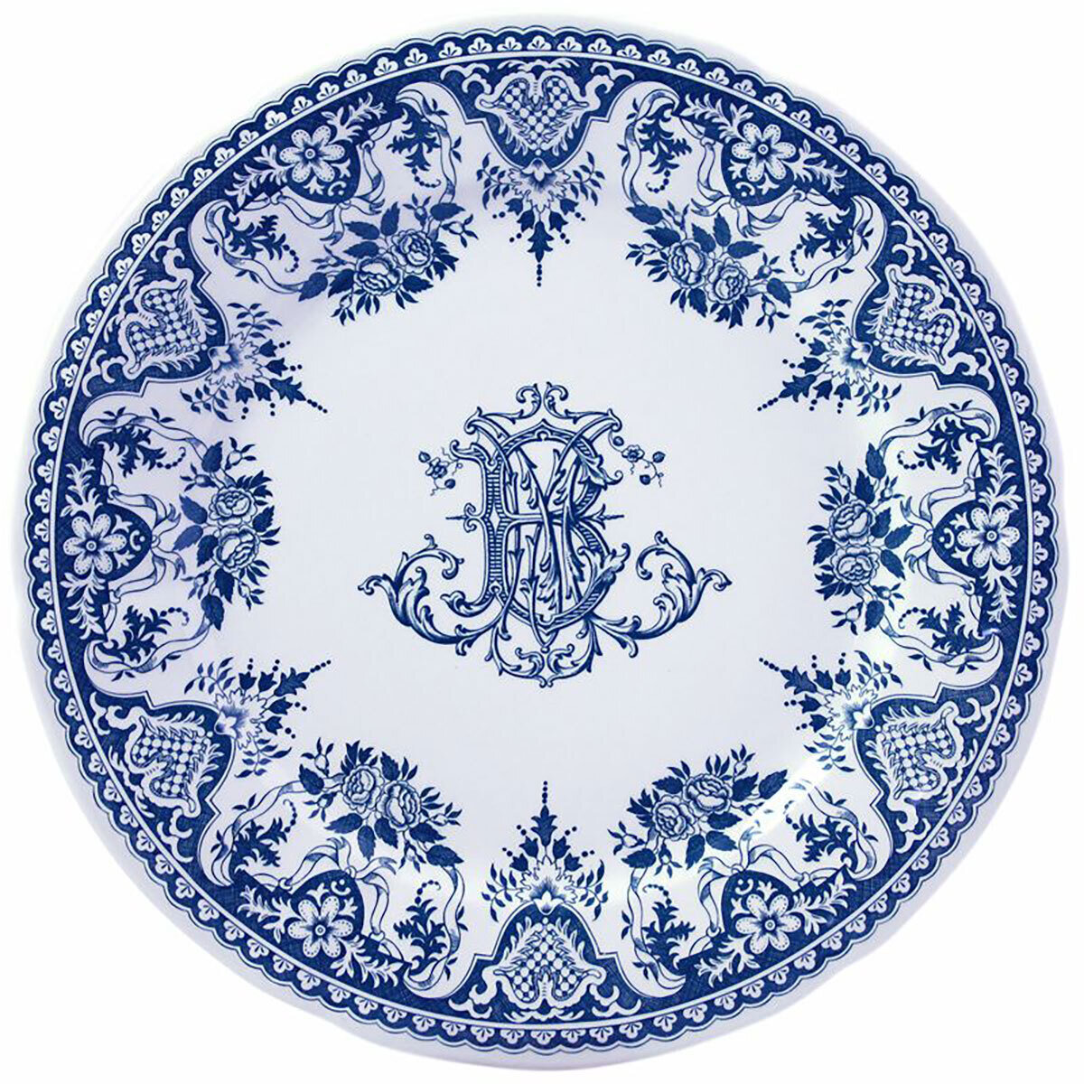 Gien Les Depareillees Blue Dinner Plates Monogramme Set of 4 1849B4M226