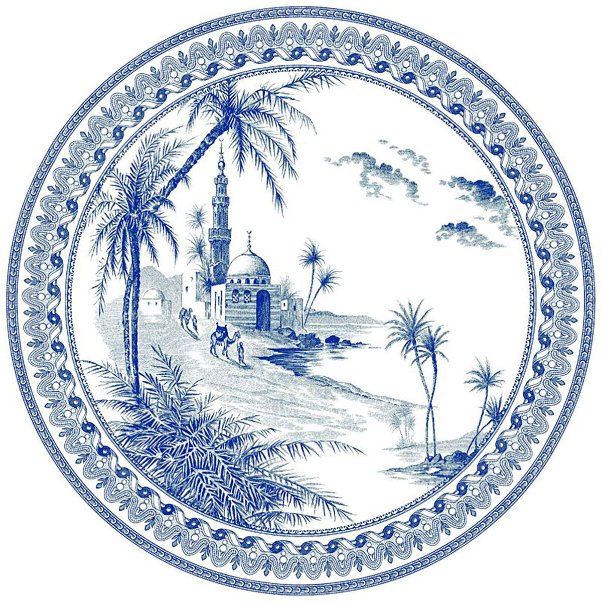 Gien Les Depareillees Blue Dinner Plates Vues D'Orient Set of 4 1849B4M650