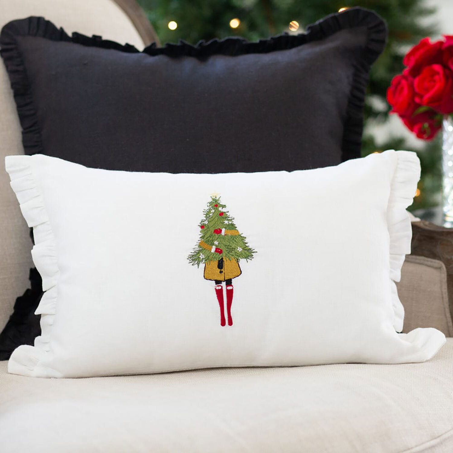 Crown Holiday Girl Dcor Pillow White DP1023