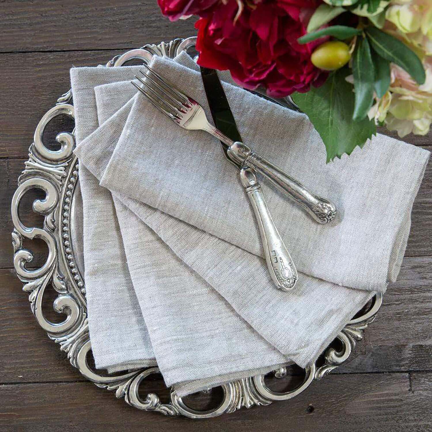 Crown Washed Linen Napkin Set Flax NS200